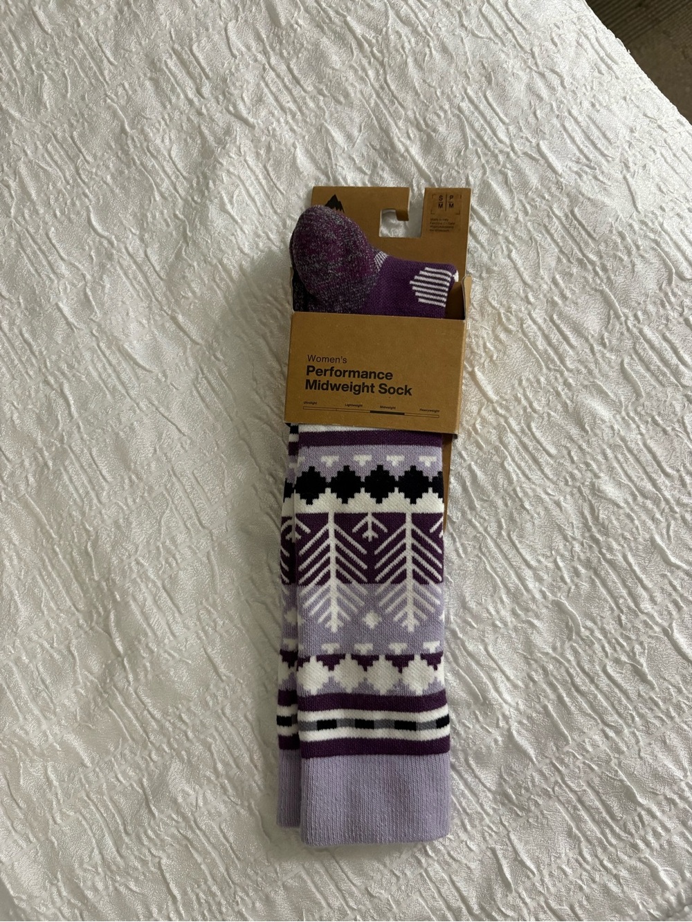 NWT Womens Burton Performance Midweight Socks Purple Snowy Pines S/M US Sz 4-6.5